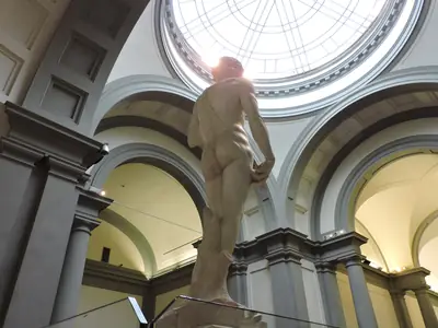 Michelangelo's David seen from below