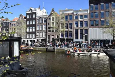Canal houses on the Prinsengracht, where the Anne Frank House stands
