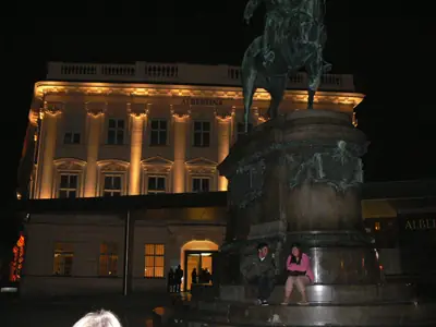The Albertina's façade at night