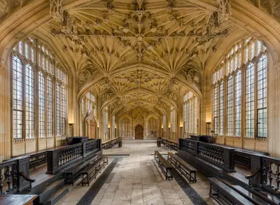 The fan-vaulted ceiling of the Divinity School, Bodleian Library