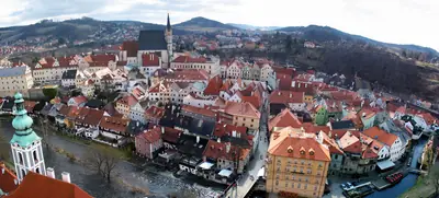 Panorama of Český Krumlov and its castle