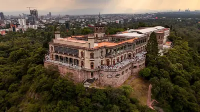 Aerial view of Chapultepec Castle on its hill, Mexico City