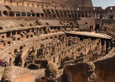 The underground passages of the hypogeum beneath the Colosseum arena