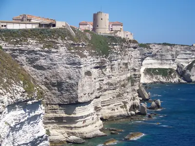 The citadel of Bonifacio on its white cliffs, Corsica