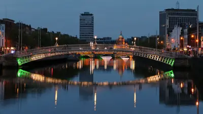 The Ha'penny Bridge over the River Liffey, Dublin