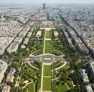 The Champ de Mars seen from the Eiffel Tower