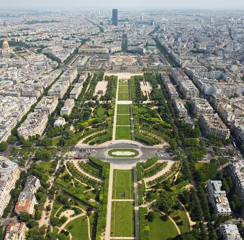 The Champ de Mars seen from the Eiffel Tower