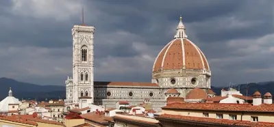 Florence Cathedral and Brunelleschi's dome above the city's rooftops