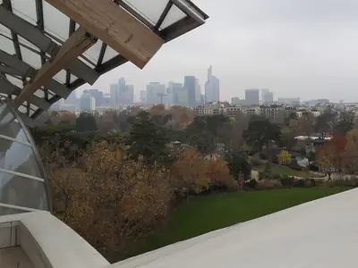 View from a terrace of the Fondation Louis Vuitton towards La Défense