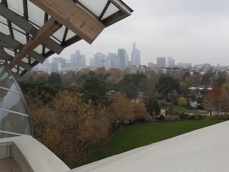 View from a terrace of the Fondation Louis Vuitton towards La Défense
