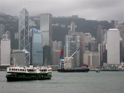A Star Ferry crossing Victoria Harbour, Hong Kong