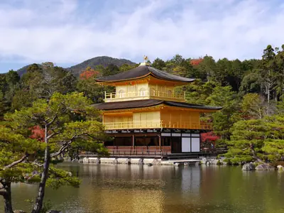 Kinkaku-ji, the Golden Pavilion, reflected in its pond, Kyoto