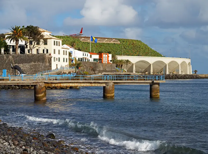 View of Madeira Airport from Santa Cruz. Portugal