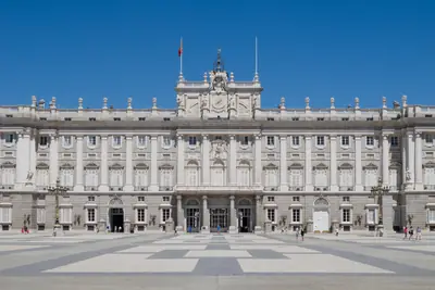 The Royal Palace of Madrid seen from the Plaza de la Armería