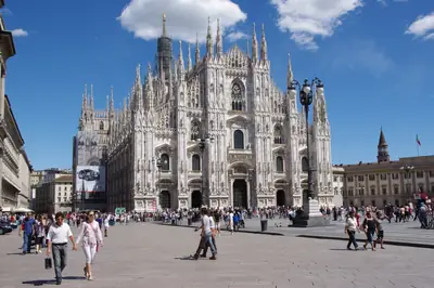 The Gothic façade of Milan Cathedral (Duomo di Milano)