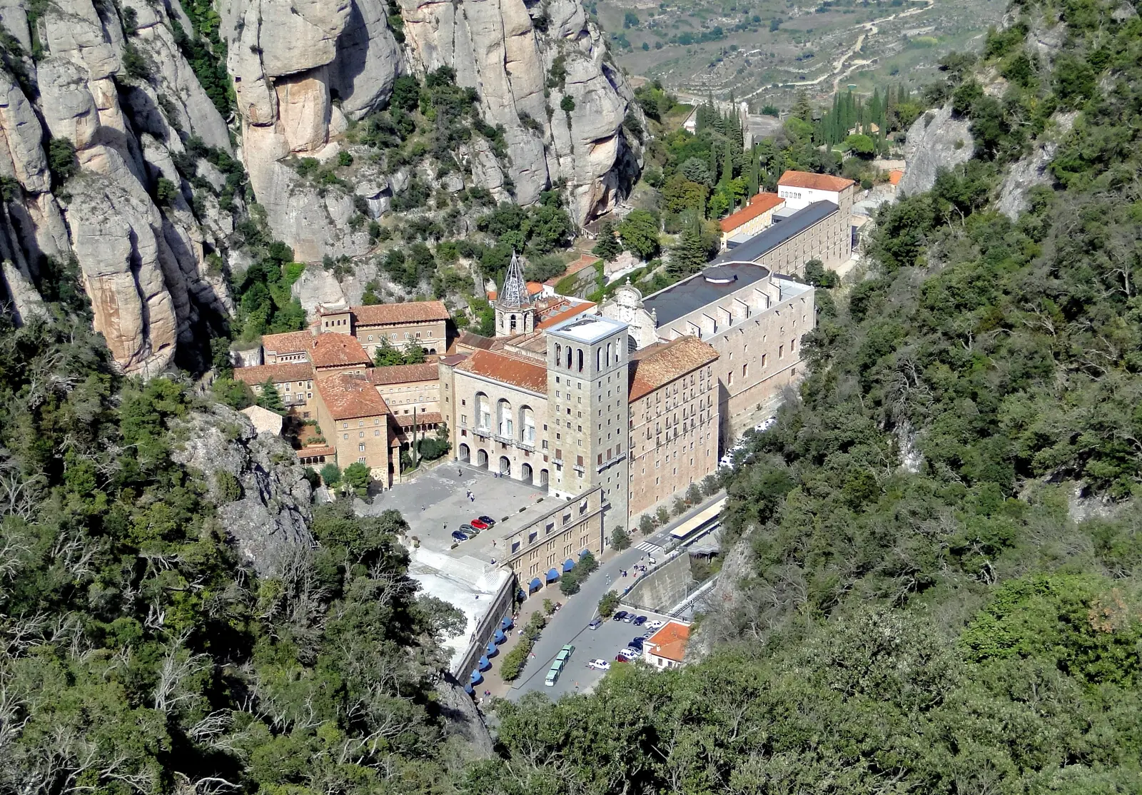 Montserrat Abbey below the rock pinnacles