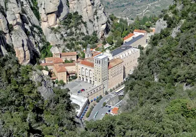 Montserrat Abbey below the rock pinnacles