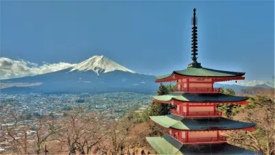 Chureito Pagoda with Mount Fuji behind