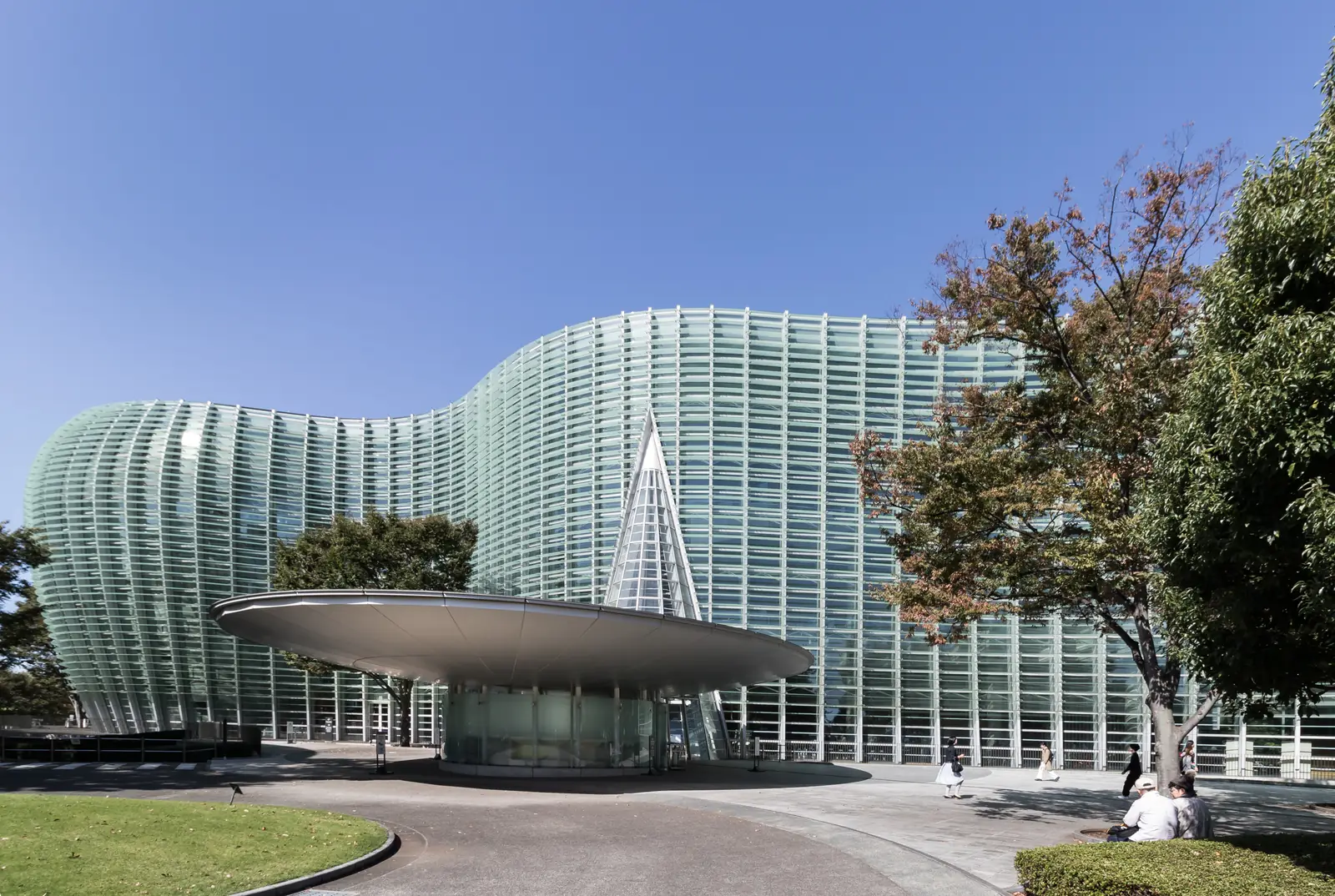 The undulating glass façade of the National Art Center, Tokyo