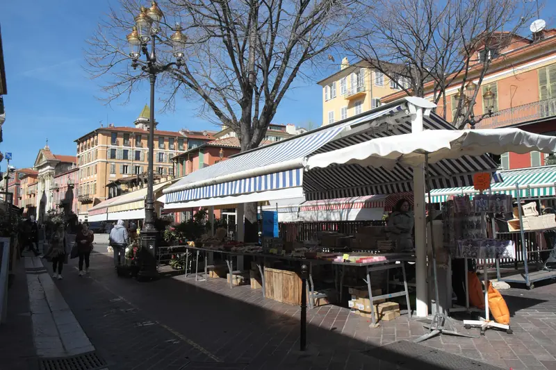 Market stalls on the Cours Saleya in Vieux Nice