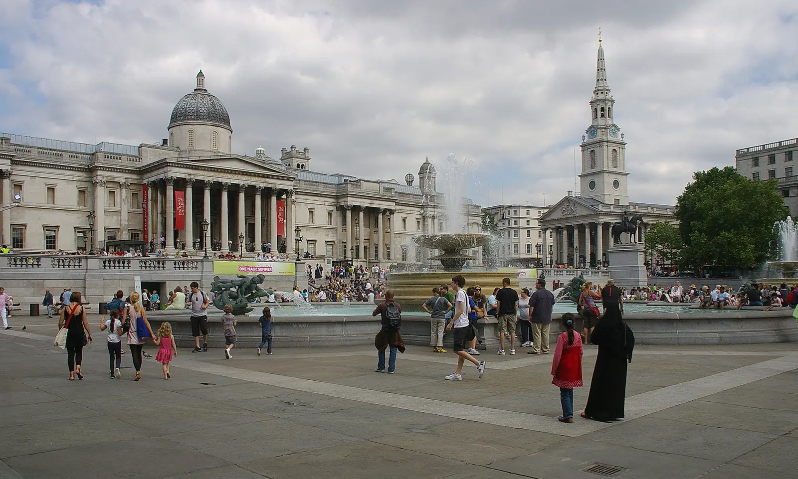 The National Gallery's portico on the north side of Trafalgar Square