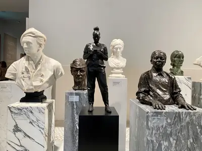 Portrait busts on display in the National Portrait Gallery, London