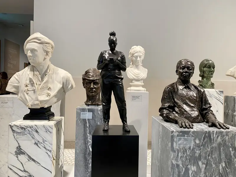 Portrait busts on display in the National Portrait Gallery, London