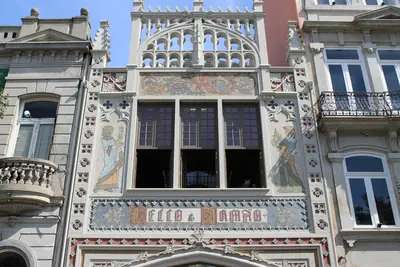 The façade of Livraria Lello bookshop, Porto