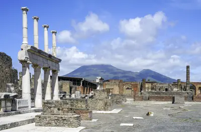 The Forum of Pompeii with Mount Vesuvius behind