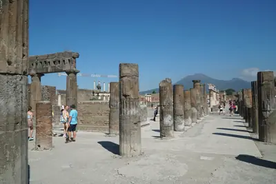 Columns and ruins around the Forum of Pompeii