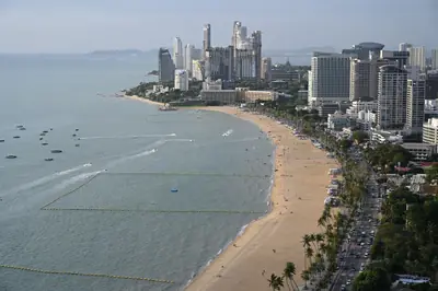The curve of Pattaya Bay and the beach, Pattaya