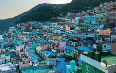 The colourful hillside houses of Gamcheon Culture Village, Busan