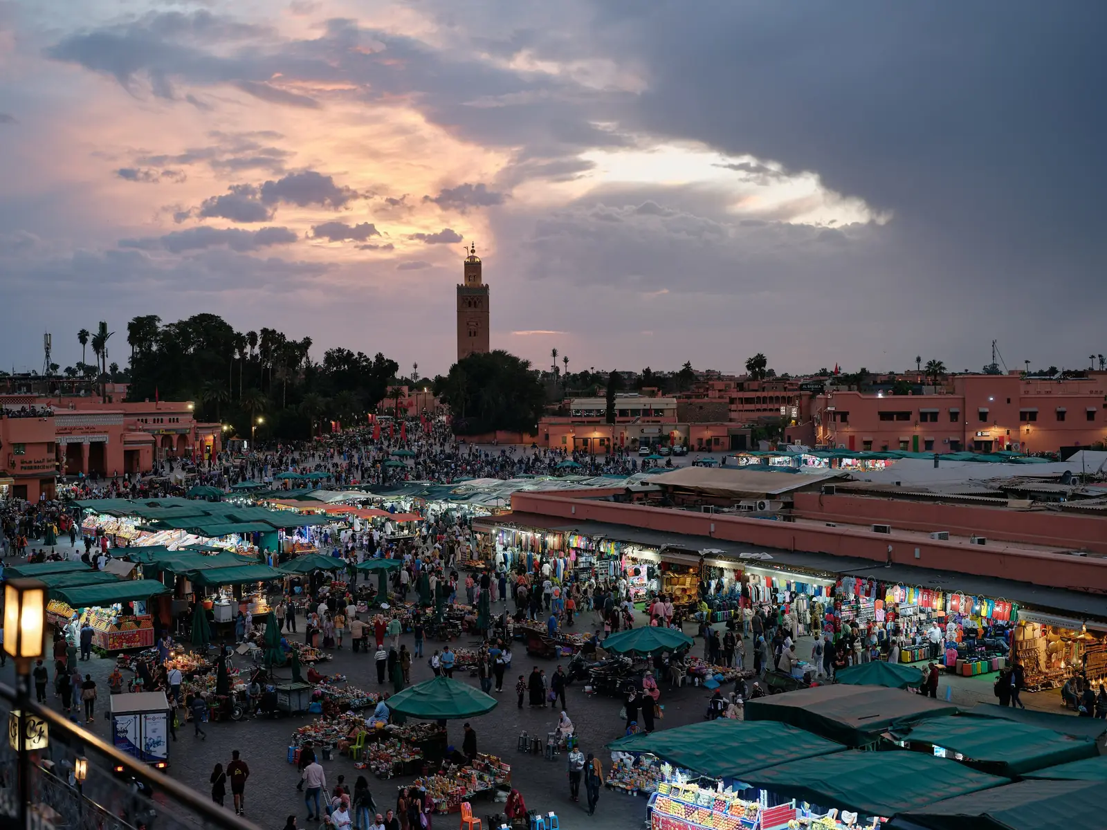 Jemaa el-Fnaa at sunset, Marrakech