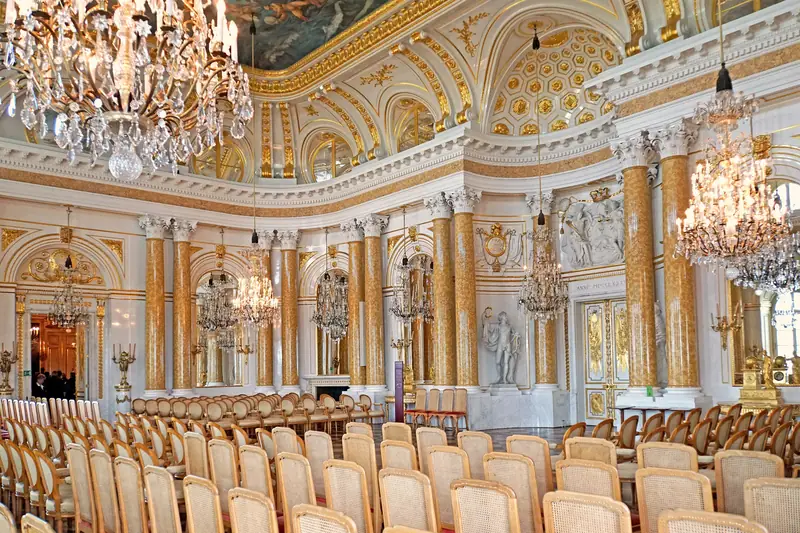 The gilded Great Assembly Hall of the Royal Castle in Warsaw