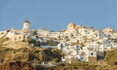 Whitewashed houses of Oia above the Santorini caldera