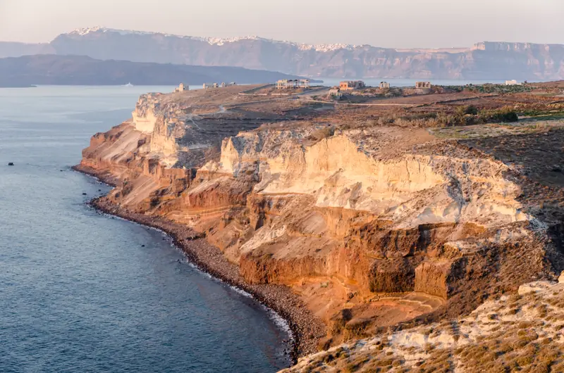 Crater rim - seen from cape Akrotiri - Santorini - Greece