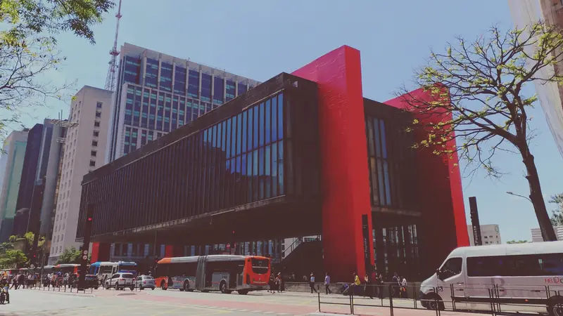 The São Paulo Museum of Art (MASP), raised on red pillars above Avenida Paulista