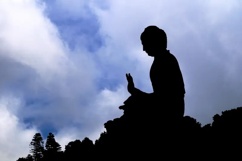 Silhouette of Tian Tan Buddha, Lantau, Hong Kong, China - 天壇大佛,香港,中国