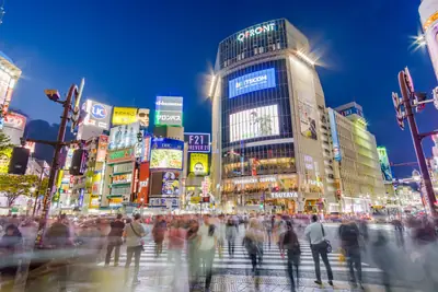 Crowds on the Shibuya Scramble Crossing at night