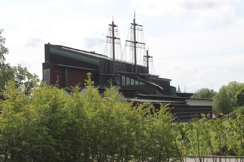 The Vasa Museum building on Djurgården, with masts on its roof