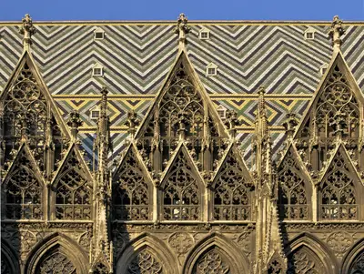 The patterned tiled roof of St Stephen's Cathedral, Vienna
