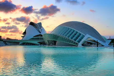 The City of Arts and Sciences, Valencia, at sunset